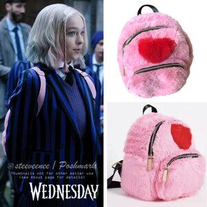 RARE Skinnydip Mini Alba Fluffy Heart Backpack ASO Enid Sinclair